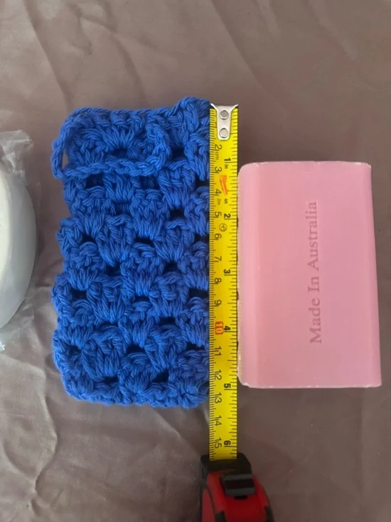 Handmade  Crochet Soap Saver Scrubbie Pouch - Blue - Picture 2 of 4